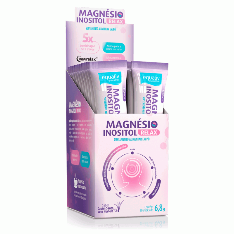 Caixa de Magnésio Inositol Relax Equaliv com 20 sticks