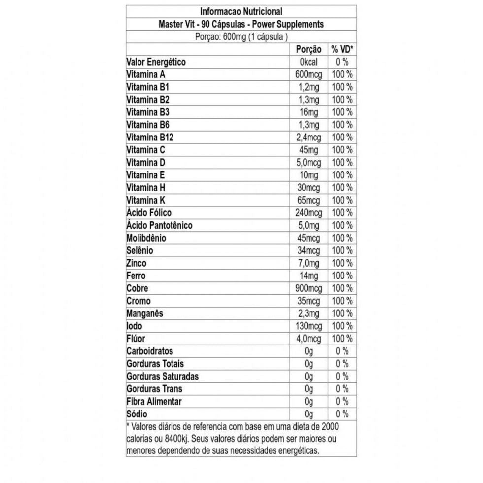 Master VIT 600mg (90 caps) - Power Supplements