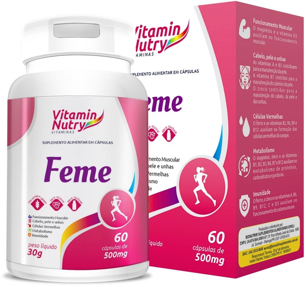 Feme Multivitamínico 500mg (60 caps) - BioNutrir