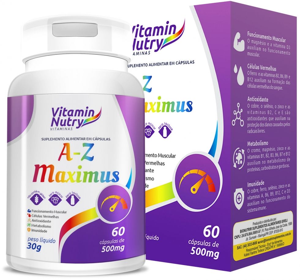 A-Z Maximus 500mg (60 caps) - BioNutrir