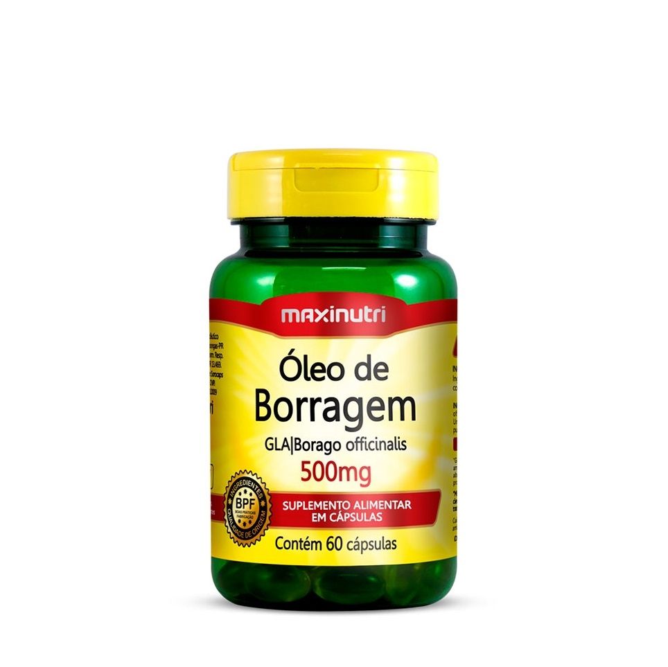 Óleo de Borragem 500mg (60 caps) - MaxiNutri