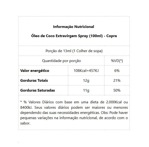 Óleo de Coco Extravirgem Spray (100ml) - Copra