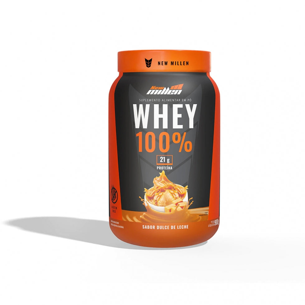 Pote de Whey 100% da New Millen com 900 g