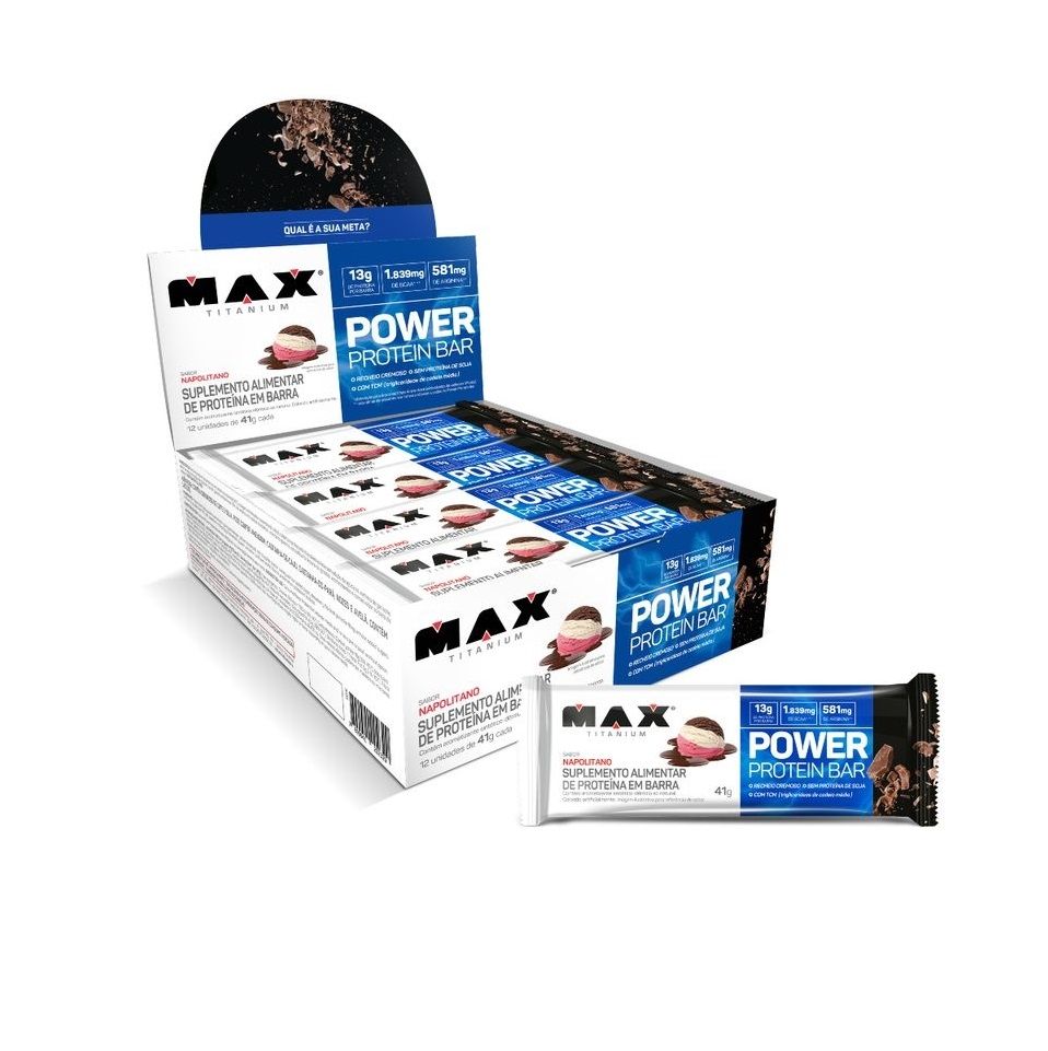 Power Protein Bar Caixa com 12 Unidades (492g) - Max Titanium