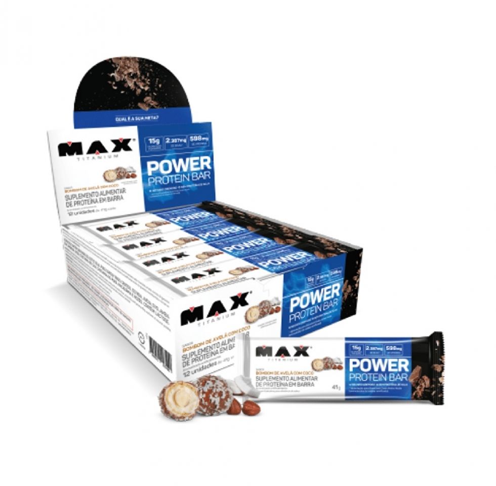 Power Protein Bar Caixa com 12 Unidades (492g) - Max Titanium