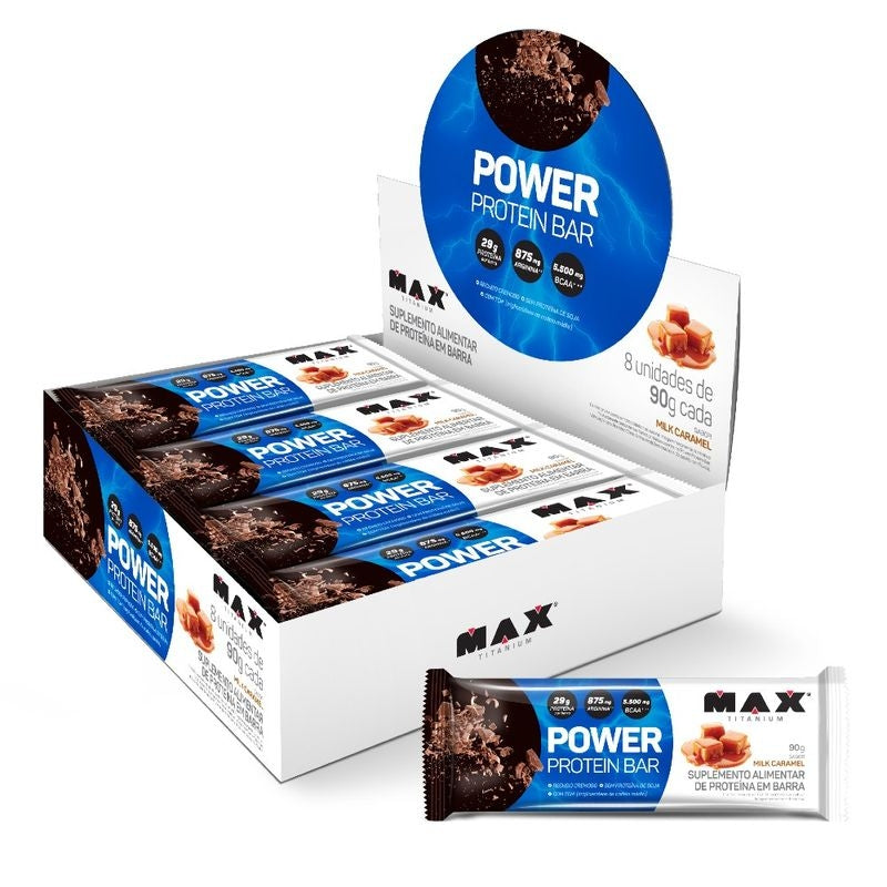 Power Protein Bar Caixa com 8 Unidades (720g) - Max Titanium
