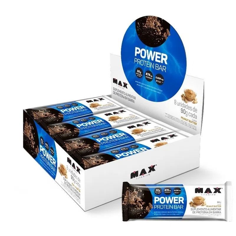 Power Protein Bar Caixa com 8 Unidades (720g) - Max Titanium
