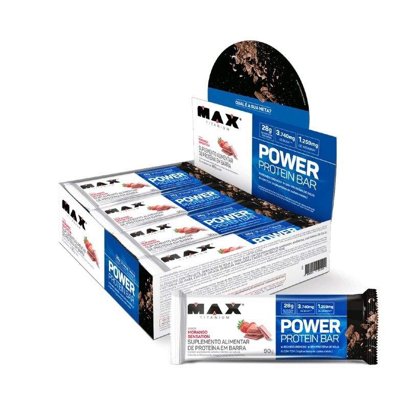 Power Protein Bar Caixa com 8 Unidades (720g) - Max Titanium