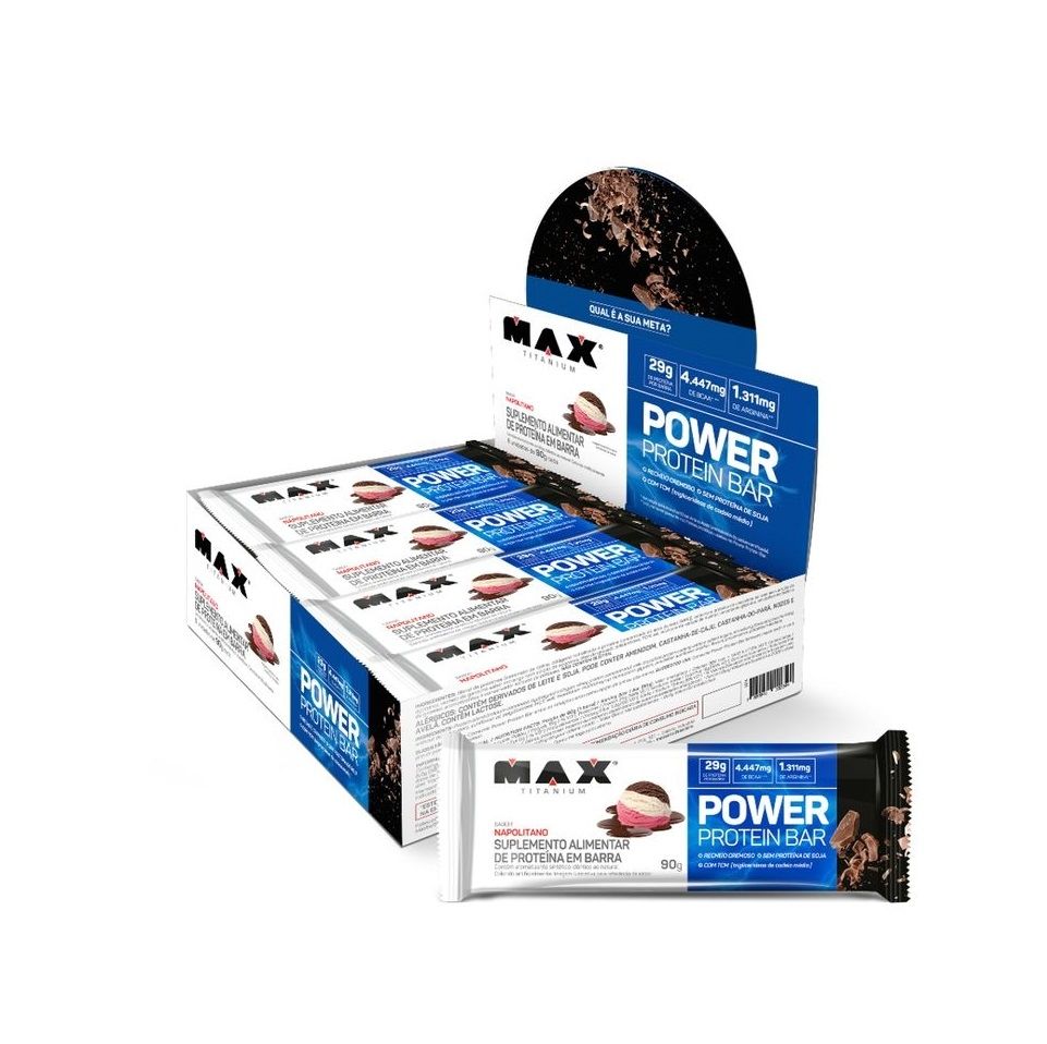 Power Protein Bar Caixa com 8 Unidades (720g) - Max Titanium