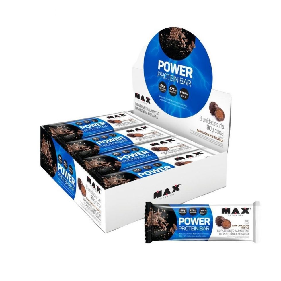 Power Protein Bar Caixa com 8 Unidades (720g) - Max Titanium