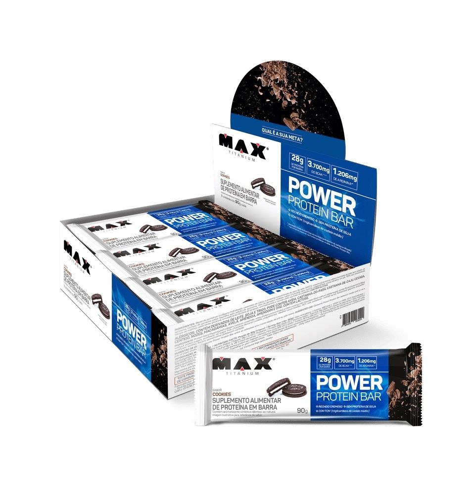 Power Protein Bar Caixa com 8 Unidades (720g) - Max Titanium