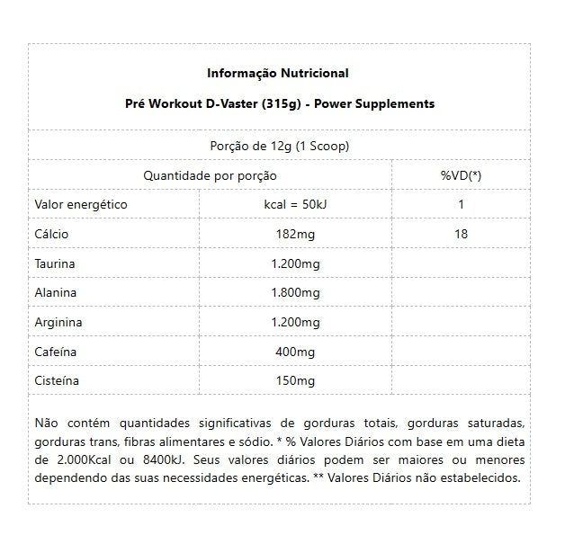 Pré Treino D-Vaster (315g) - Power Supplements