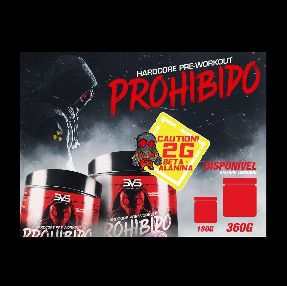 Pote de 360 g do pré-treino Prohibido HardCore da 3VS