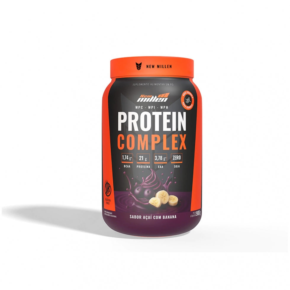 Pote de 900 g de Protein Complex New Millen, suplemento proteico em pó