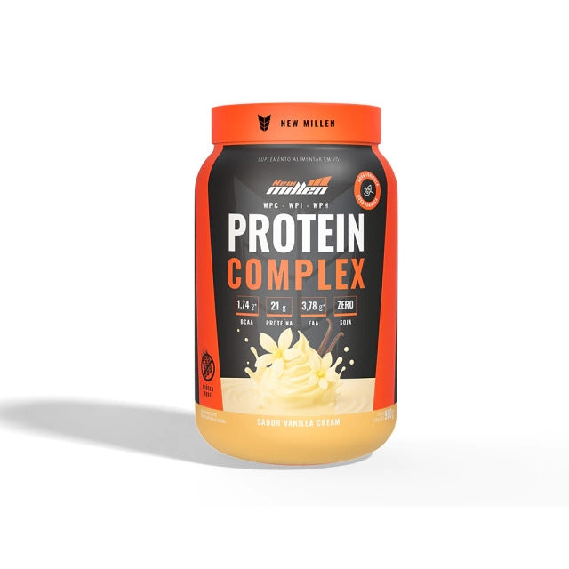 Pote de 900 g de Protein Complex New Millen, suplemento proteico em pó