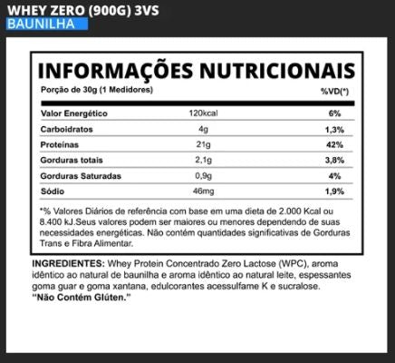 Whey Zero Lactose (900g) - 3VS