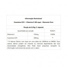 Coenzima Q10 + Vitamina E (60 caps) - Elemento Puro