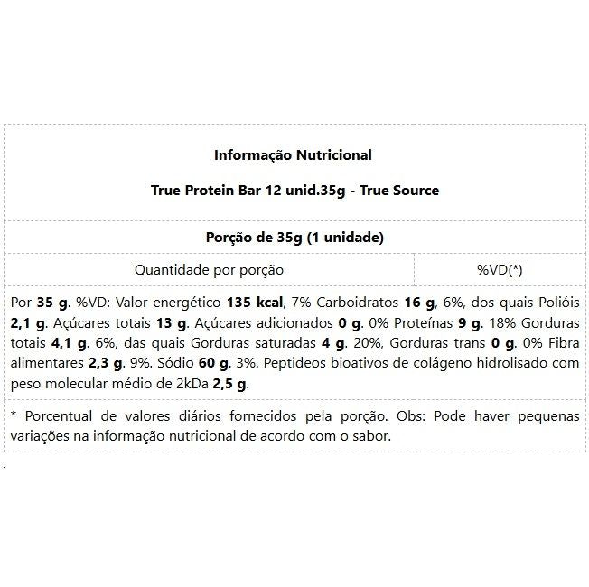 True Protein Bar Display (12 unid. 35g) - True Source