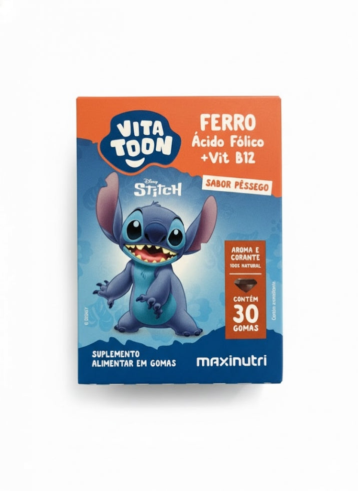Vitatoon Stitch Ferro (AC. Fólico + Vit. B12) (30 gomas) - MaxiNutri