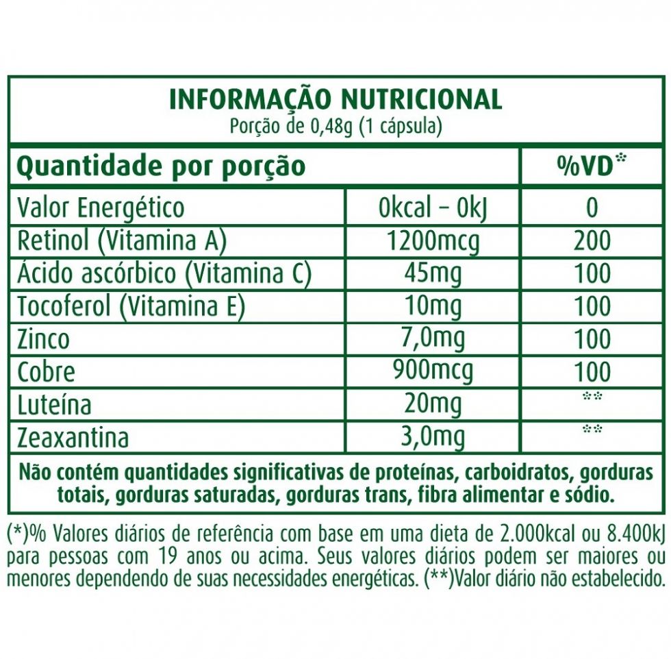 Vision + A Luteína 20mg - Zeaxantina 3mg (60 caps) - Apisnutri