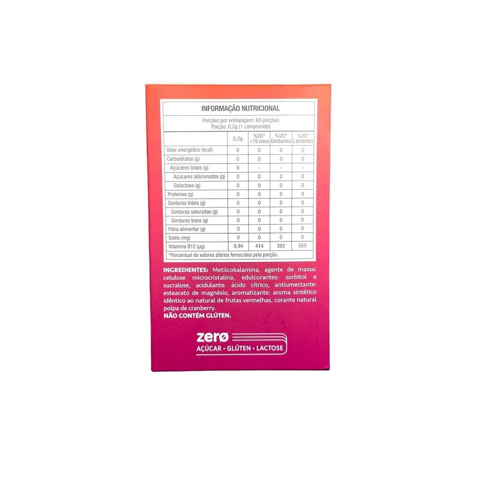 Vitamina B12 Comprimidos Mastigáveis (60 comp) - MaxiNutri
