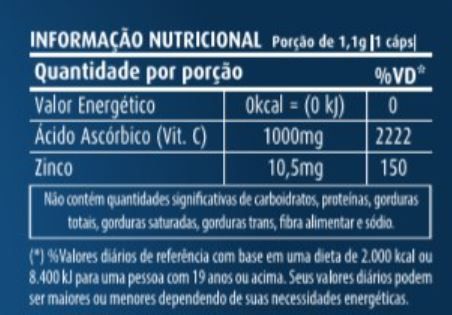 Vitamina C + Zinco 1100mg (60 caps) - Apisnutri