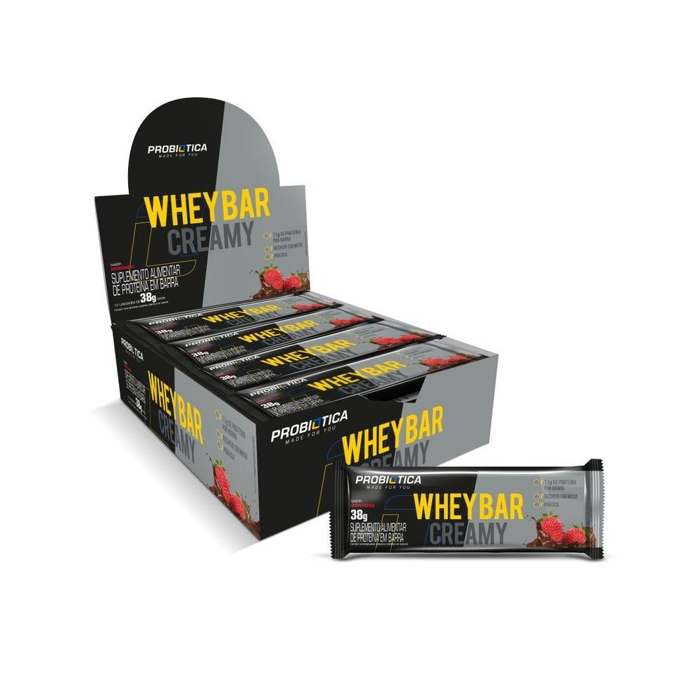 Whey Bar Creamy Caixa 12 unidades (456g) - Probiótica