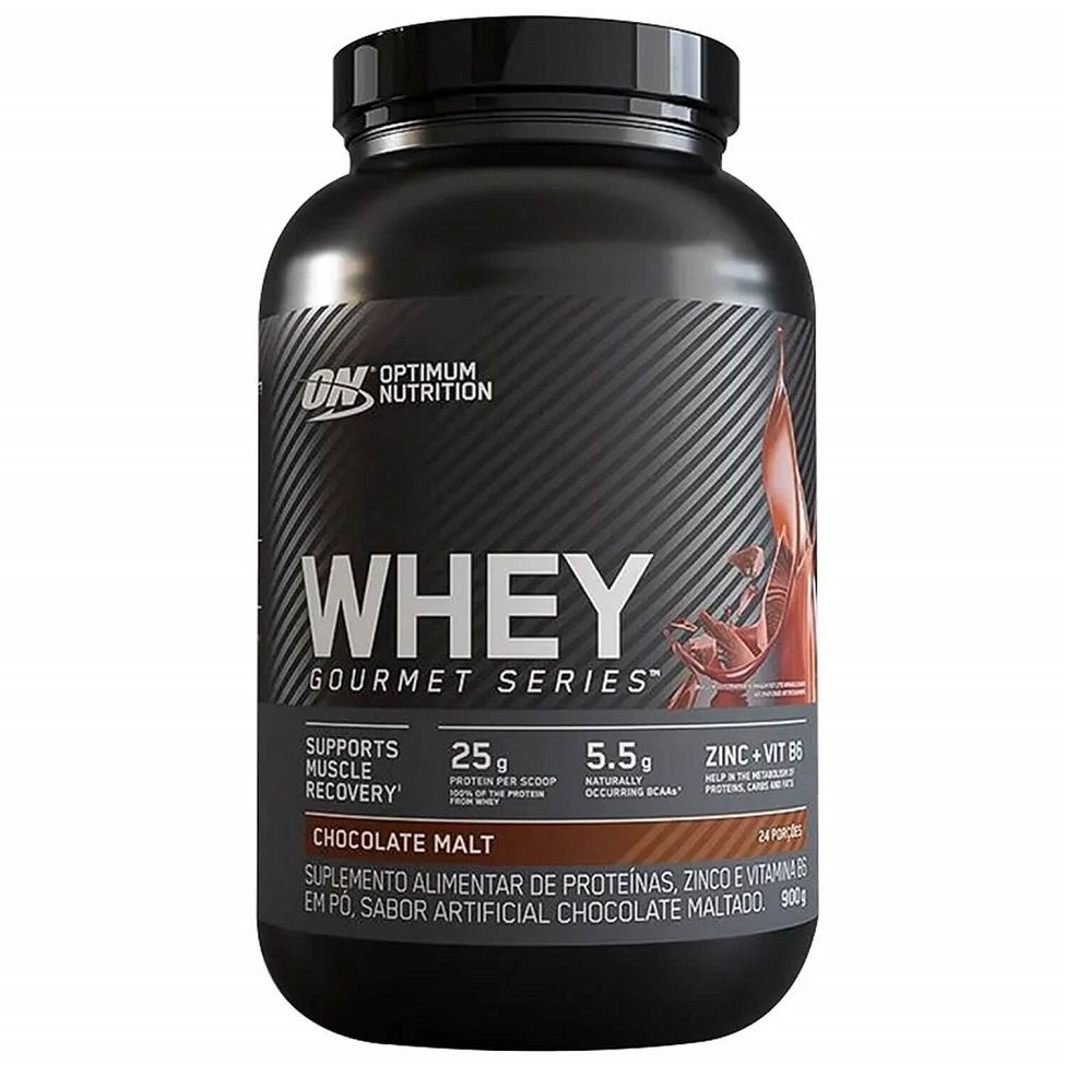 Pote de 900 g do whey em pó ON Whey Gourmet Series, da Optimum Nutrition