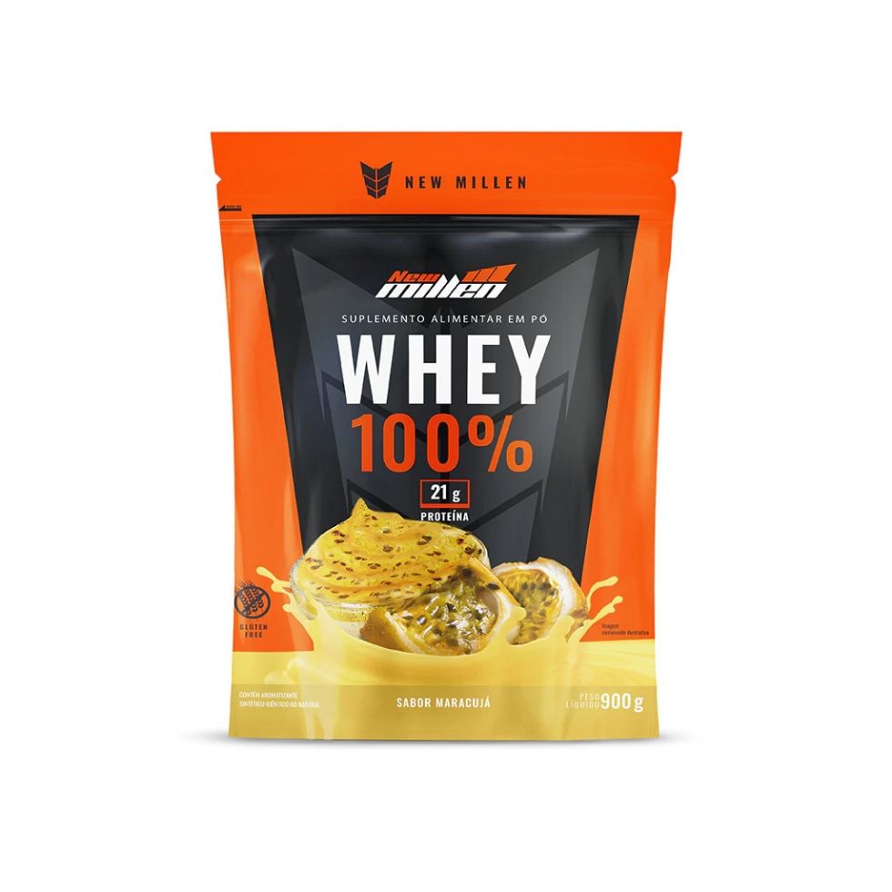 Refil de 900 g de Whey 100% New Millen, whey protein concentrado em pó
