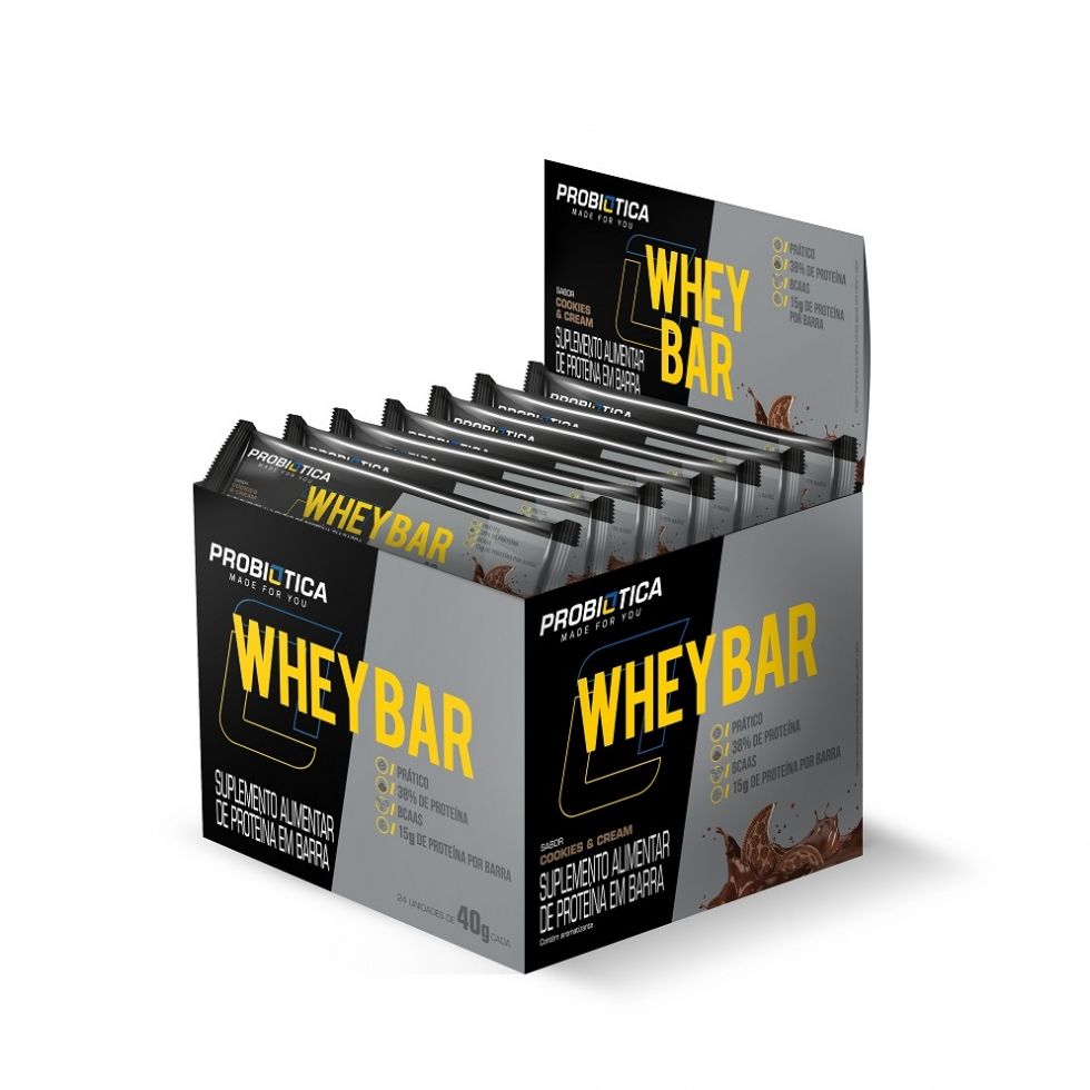 Whey Bar Low Carb Caixa 24 Unidades (960g) - Probiótica