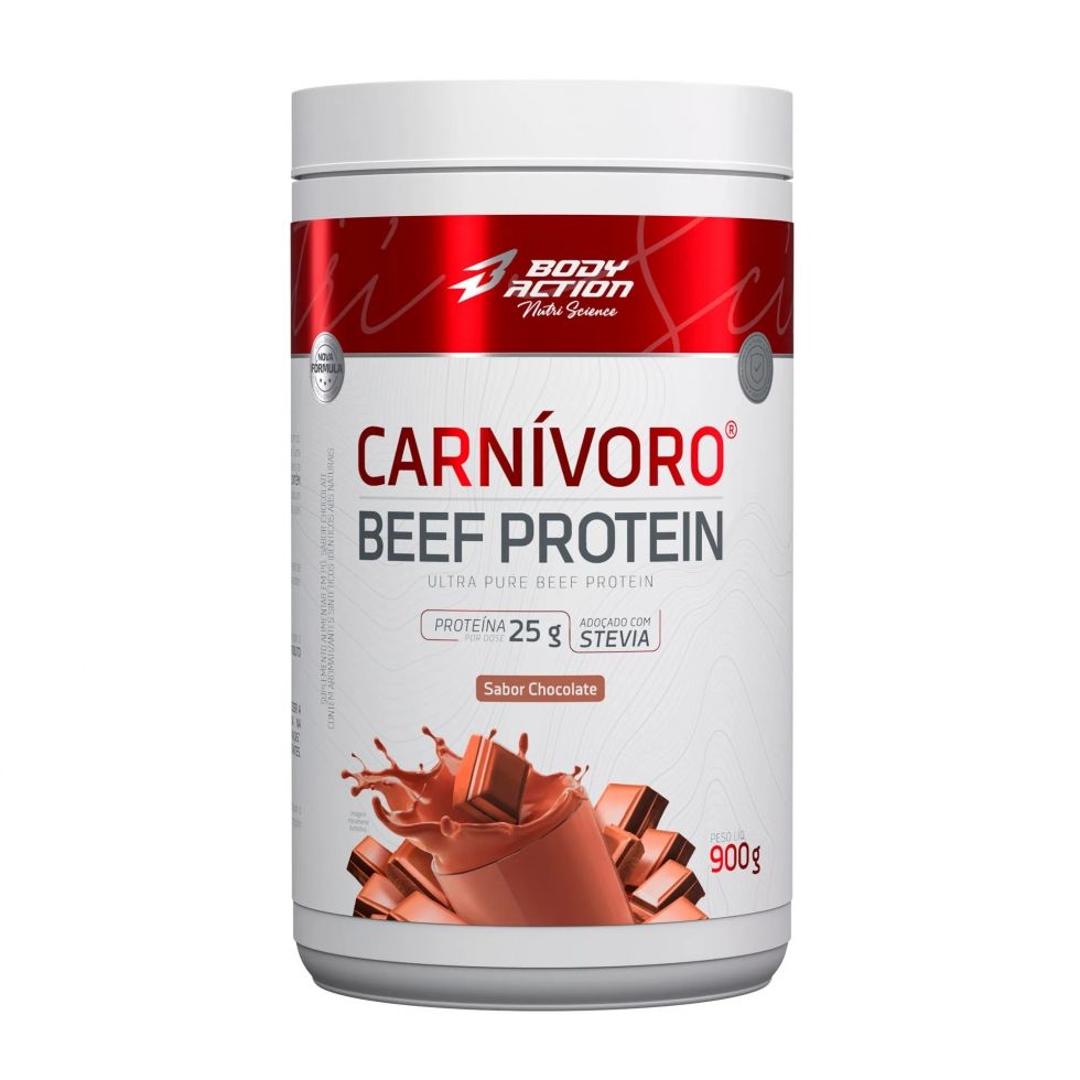 Pote de 900 g do Carnívoro Beef Protein da Body Action