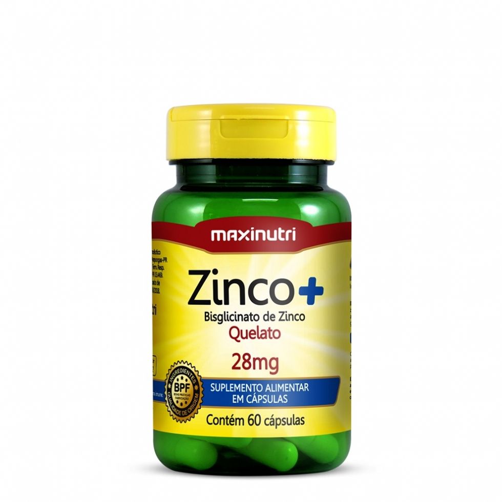 Zinco + Bisglicinato de Zinco Quelato 28mg (60 caps) - MaxiNutri