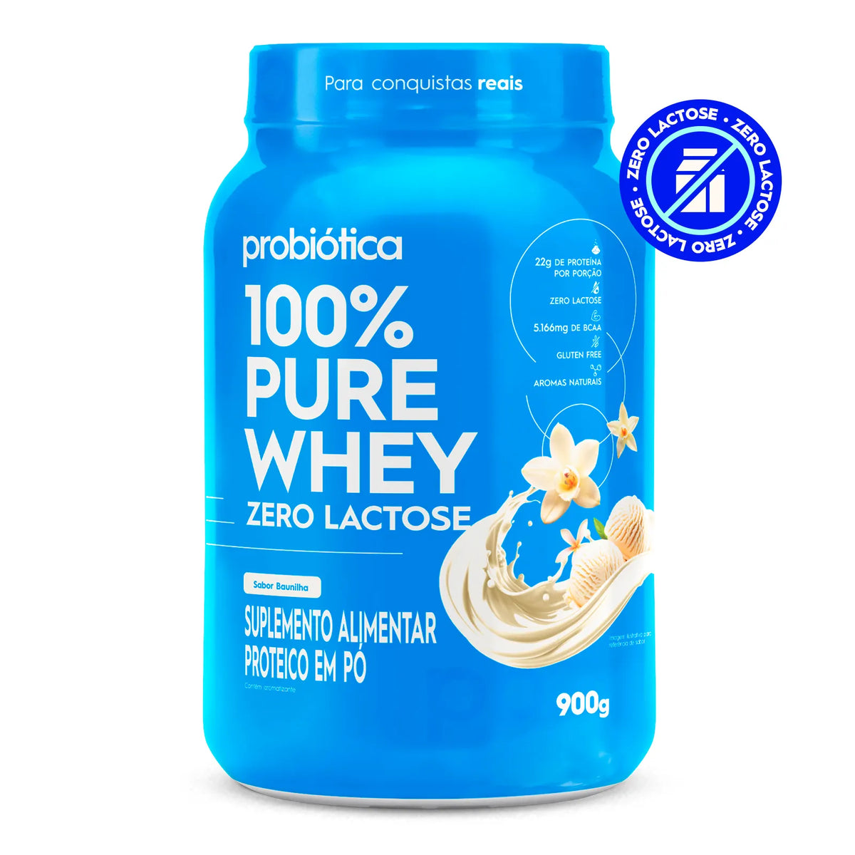Whey Concentrado - 100% Pure Zero Lactose (900g) - Probiótica