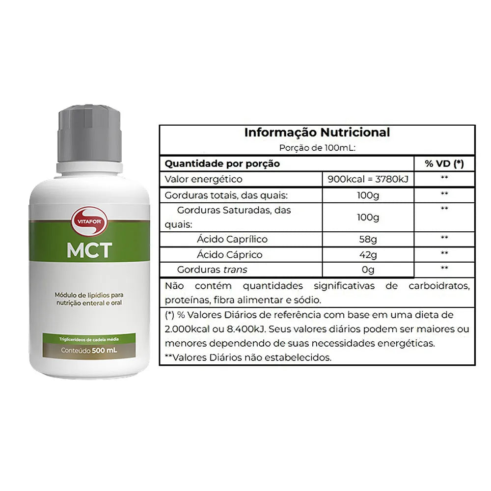 MCT Oleo de Coco Refinado (500ml) - Vitafor