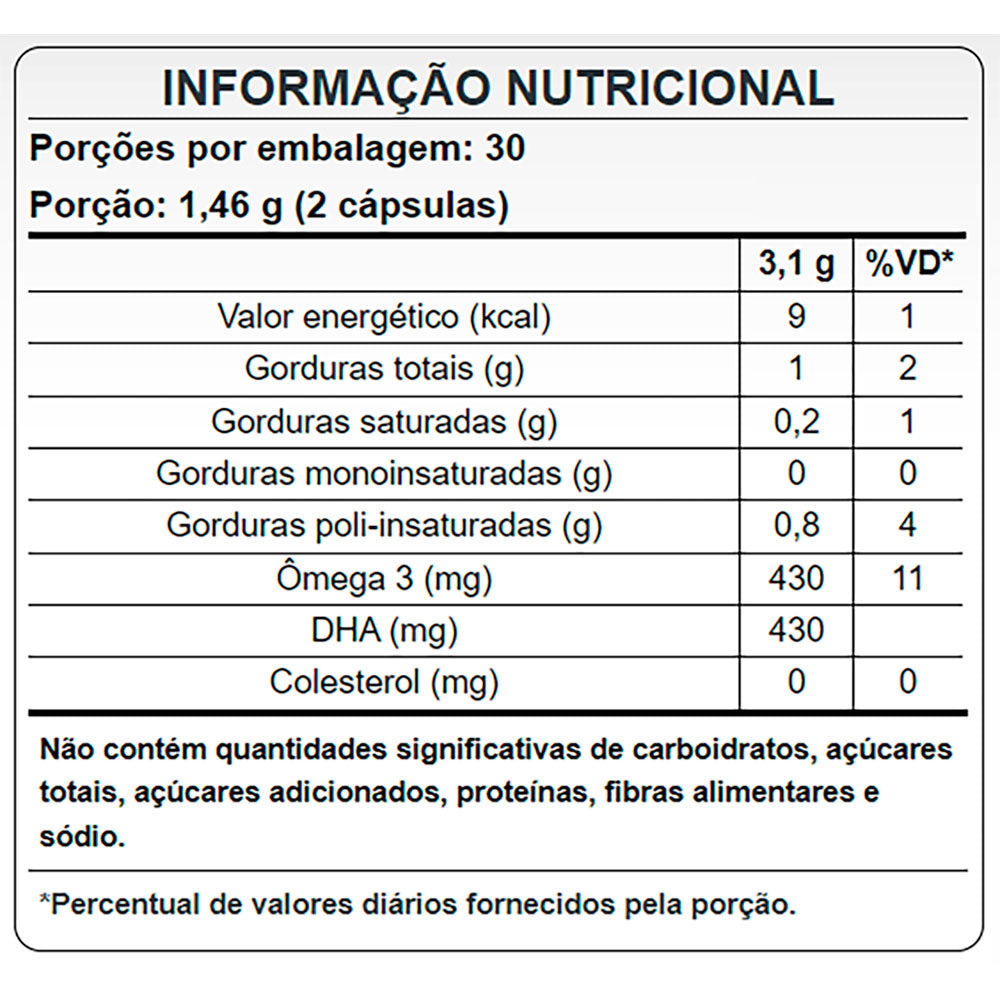 Ômega 3 DHA Vegan 60 cápsulas – Puravida
