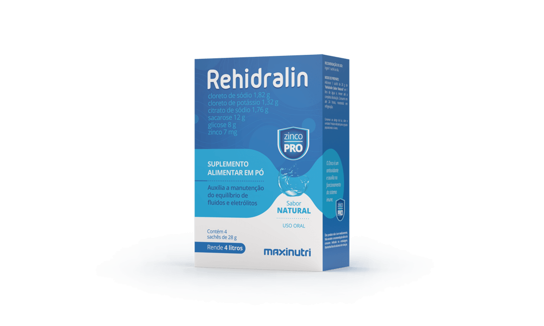Caixa MaxiNutri de Rehidralin com 4 sachês de 28 g
